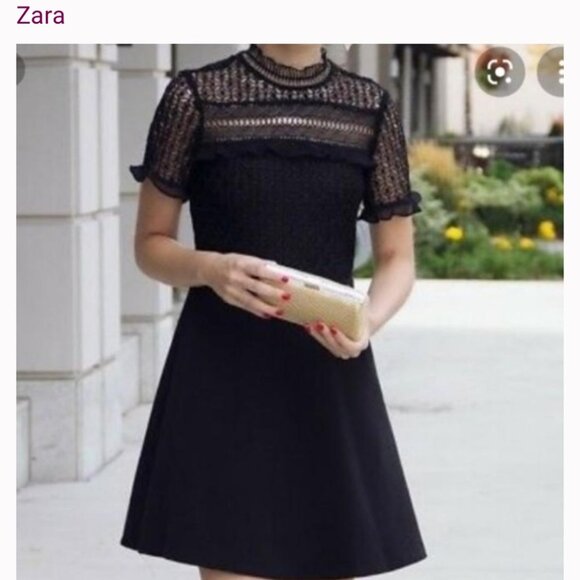 Zara Lace Black Mini Dress - Picture 5 of 5